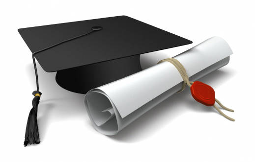 Diploma and graduation cap